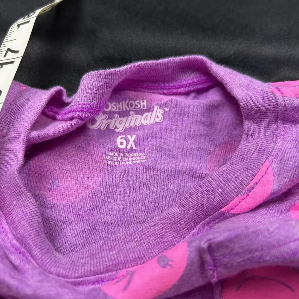 OshKosh B’gosh Girls Purple Long Sleeve Shirt Pink Smiley‎ Faces Size 6Y